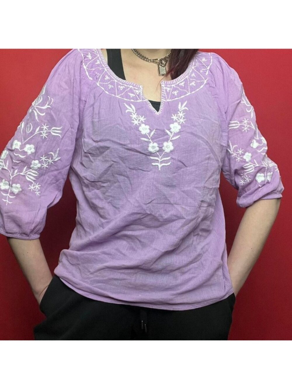 Talbots / pastel purple milkmaid peasant top 💜🤍​